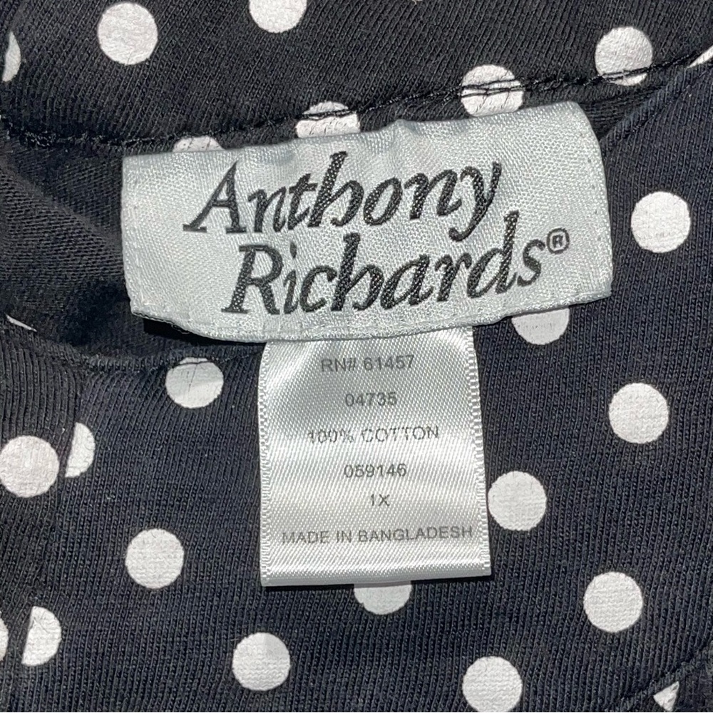 Anthony Richards Black White Polka Dot Sleeveless Blouse Size  1X - Picture 3 of 7